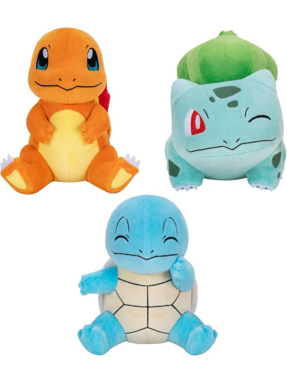 Kanto Region 3-Pack Plush Set - 8-Inch Charmander, Squirtle & Bulbasaur Toys